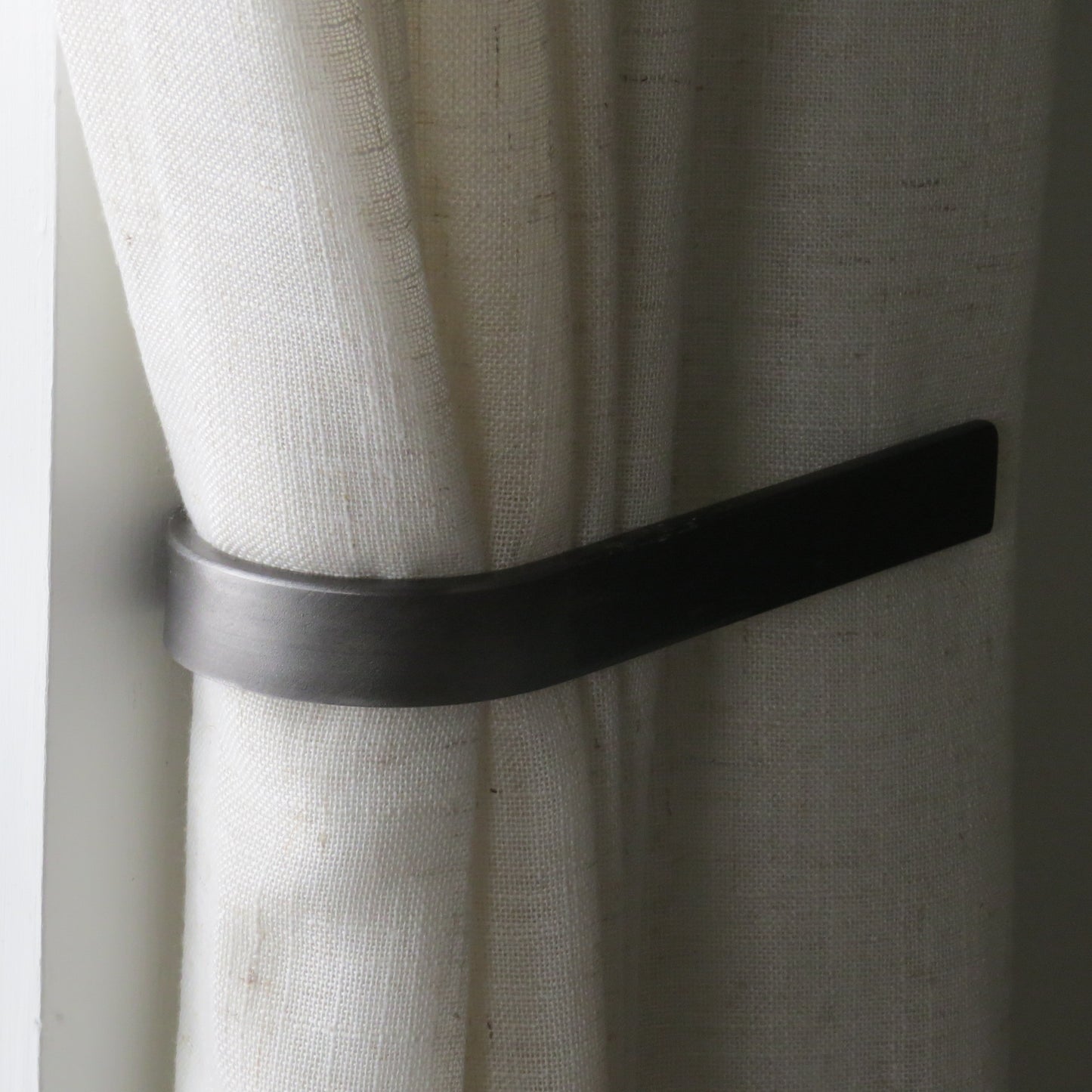 Hand Forged Steel Curtain Tie-Backs - Minimalist Round Iron Window Hardware in 3 Sizes
