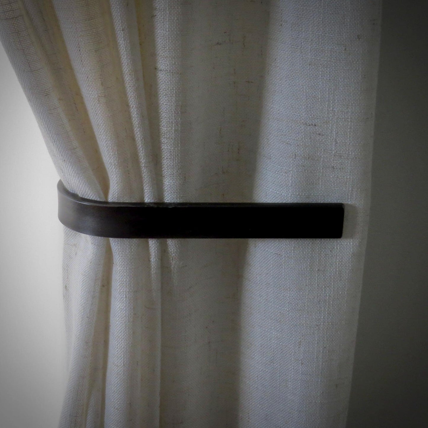 Hand Forged Steel Curtain Tie-Backs - Minimalist Round Iron Window Hardware in 3 Sizes