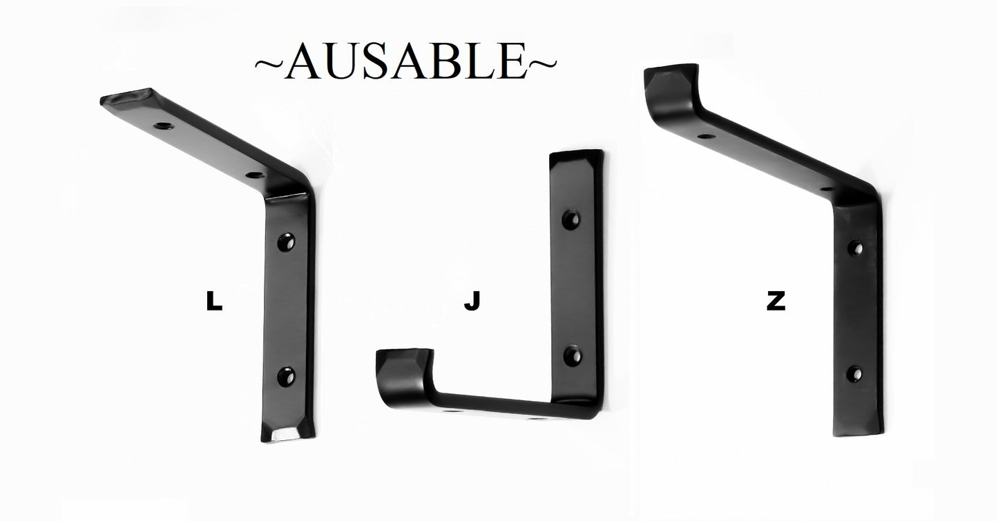 AUSL - Ausable "L" Shelf Brackets (1" wide) - Hand Forged Industrial bracket - 3" - 12" sizes - Rustic Kitchen Bracket - Open Shelving