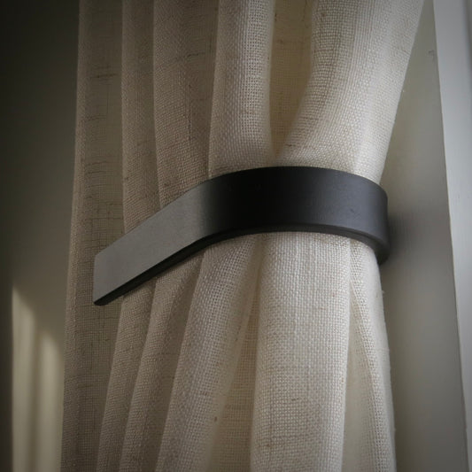 Hand Forged Steel Curtain Tie-Backs - Minimalist Round Iron Window Hardware in 3 Sizes