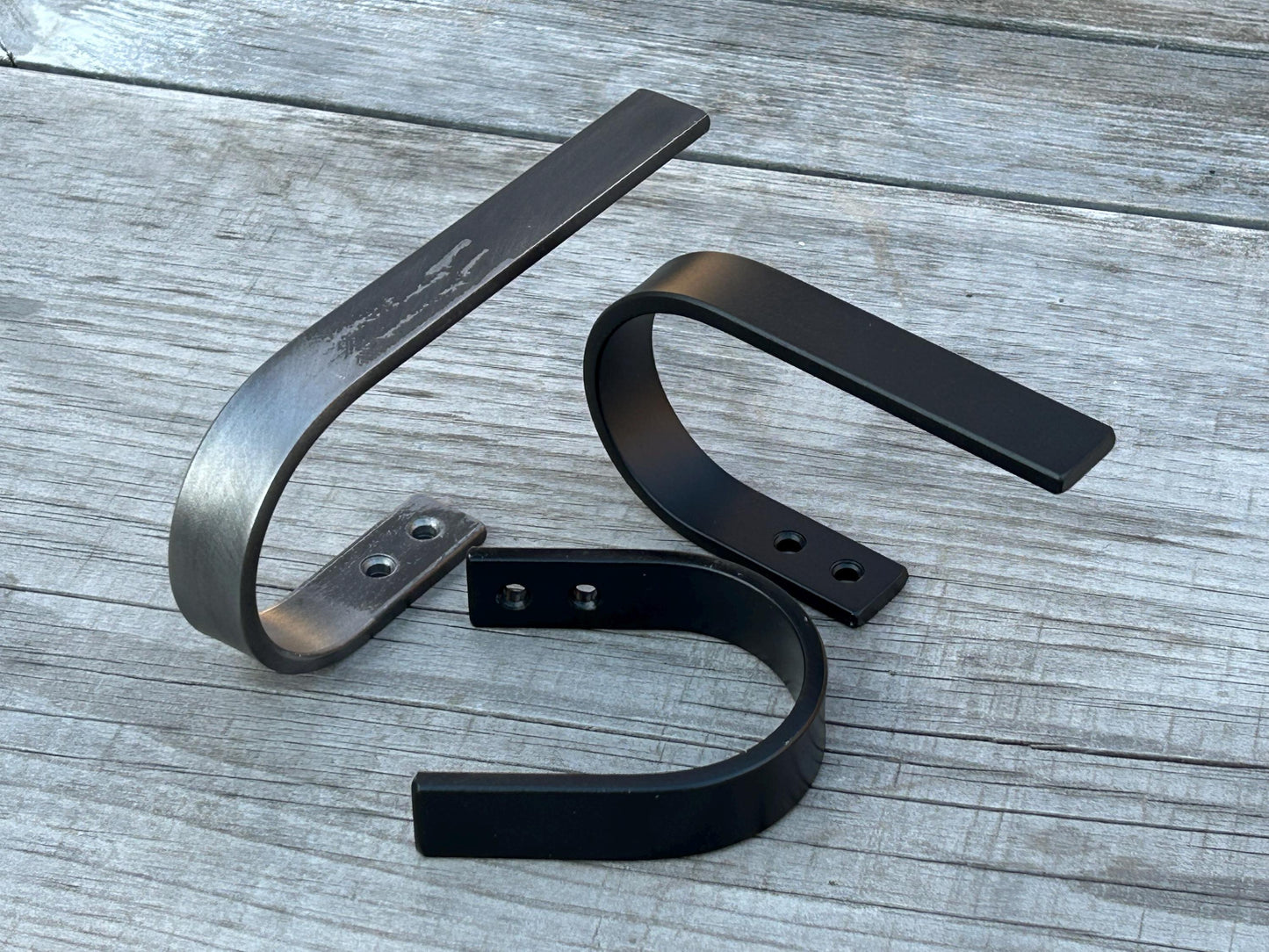 Hand Forged Steel Curtain Tie-Backs - Minimalist Round Iron Window Hardware in 3 Sizes